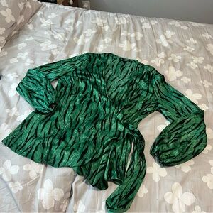 Green Patterned Women's Top